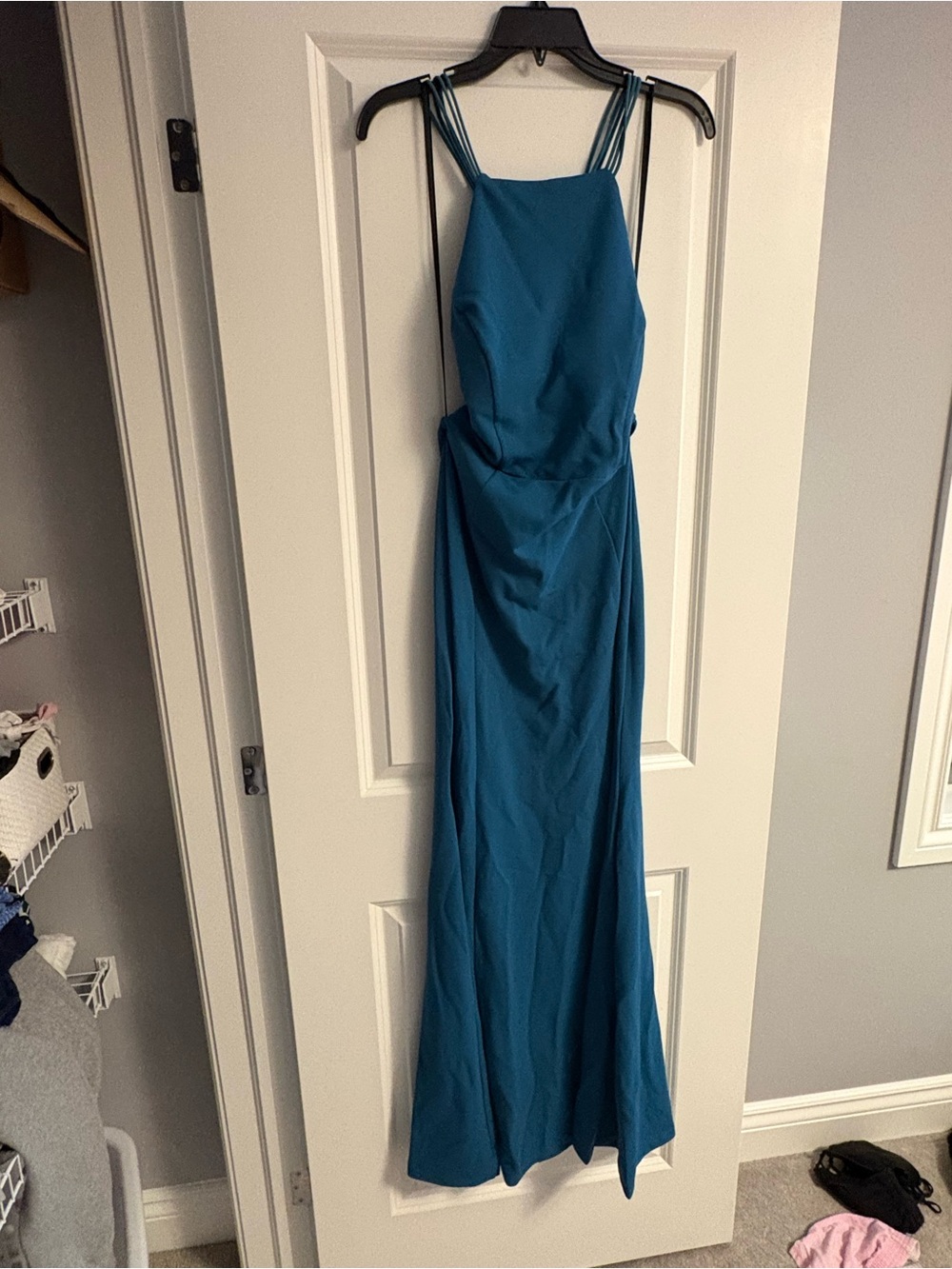 Elegant Teal / Turquoise Criss-Cross Back wedding guest Dress